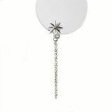 Button Star Stud With Chain Earring