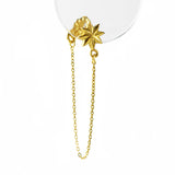Button Star Stud With Chain Earring