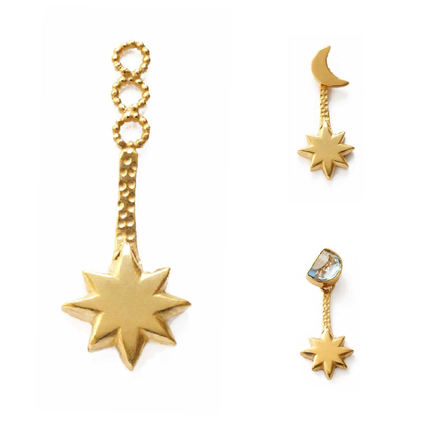 Star and moon earrings